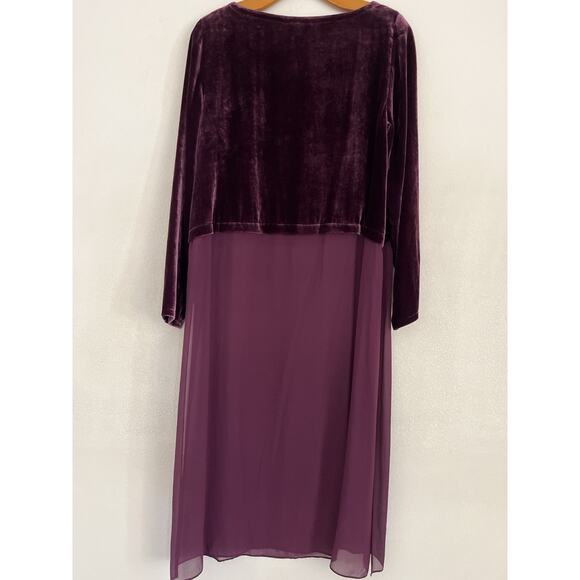 Eileen Fisher Raisinette Dress Tunic S/P Purple Silk Velvet Sheer Whimsical - Picture 2 of 5